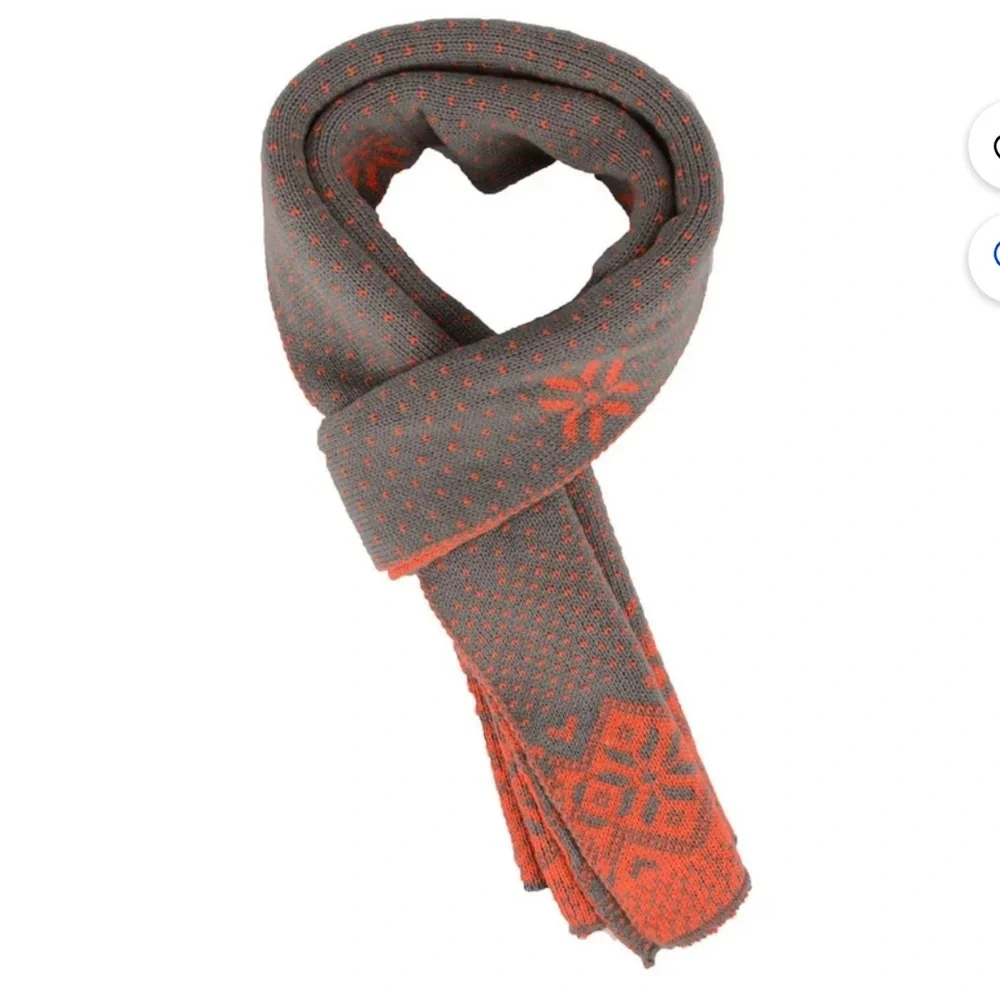 Simplicity Knit Winter Scarf Long Wide Wrap Gray Orange